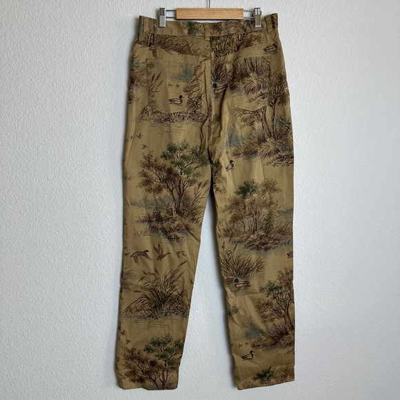Vtg Lauren Ralph Lauren Size 8 Mallard Duck Print Straight Leg Chino Pants Brown - Picture 8 of 10